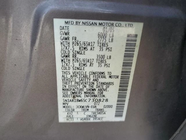 Photo 11 VIN: 5N1AR18W65C730828 - NISSAN PATHFINDER 