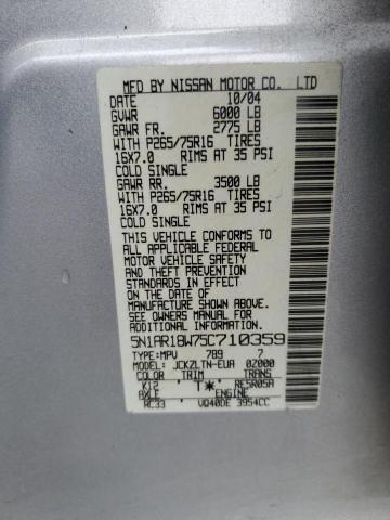 Photo 12 VIN: 5N1AR18W75C710359 - NISSAN PATHFINDER 