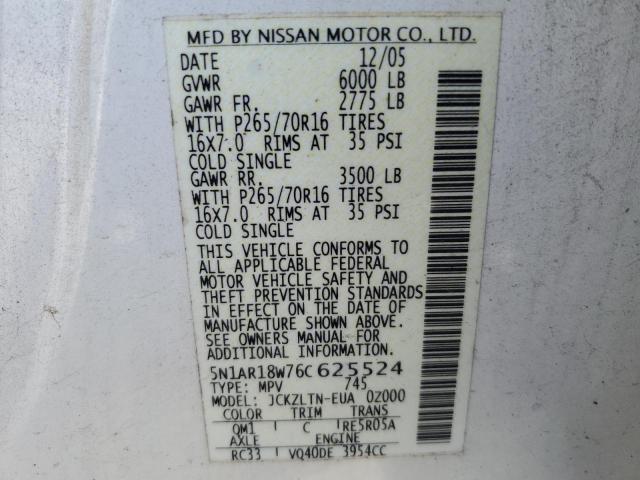 Photo 11 VIN: 5N1AR18W76C625524 - NISSAN PATHFINDER 