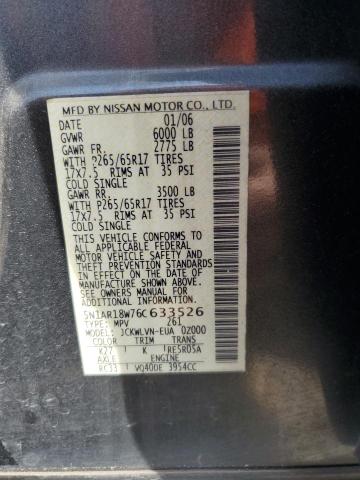 Photo 11 VIN: 5N1AR18W76C633526 - NISSAN PATHFINDER 