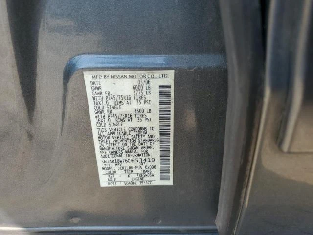 Photo 12 VIN: 5N1AR18W76C653419 - NISSAN PATHFINDER 