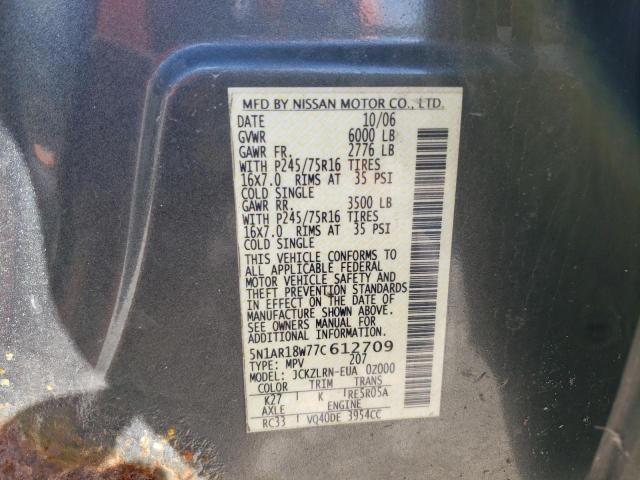 Photo 12 VIN: 5N1AR18W77C612709 - NISSAN PATHFINDER 