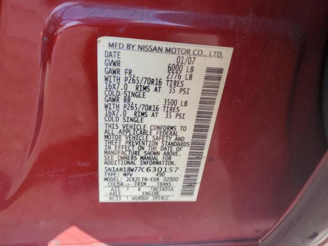 Photo 13 VIN: 5N1AR18W77C630157 - NISSAN PATHFINDER 