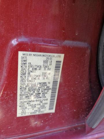 Photo 12 VIN: 5N1AR18W96C601208 - NISSAN PATHFINDER 