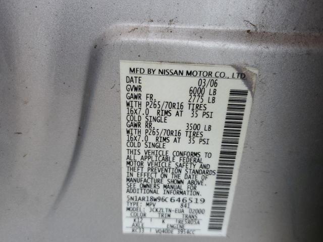 Photo 12 VIN: 5N1AR18W96C646519 - NISSAN PATHFINDER 