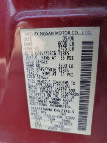 Photo 13 VIN: 5N1AR18W96C667063 - NISSAN PATHFINDER 