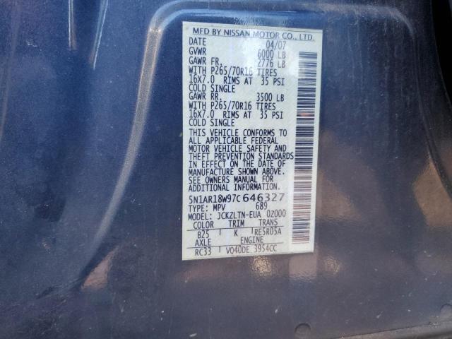 Photo 12 VIN: 5N1AR18W97C646327 - NISSAN PATHFINDER 