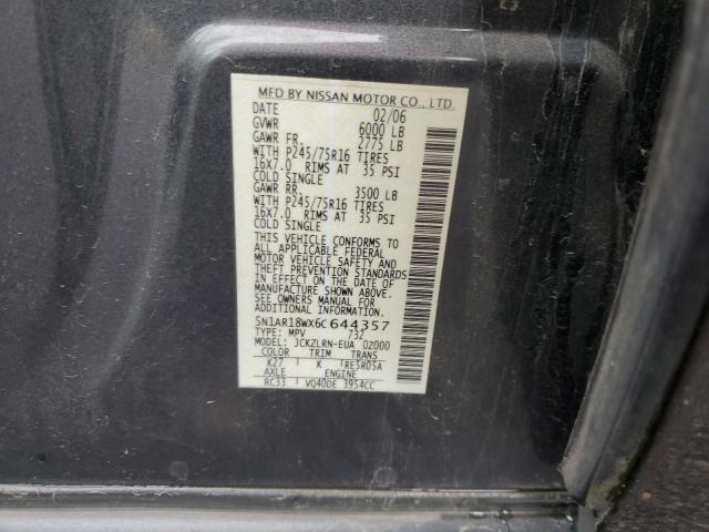 Photo 12 VIN: 5N1AR18WX6C644357 - NISSAN PATHFINDER 