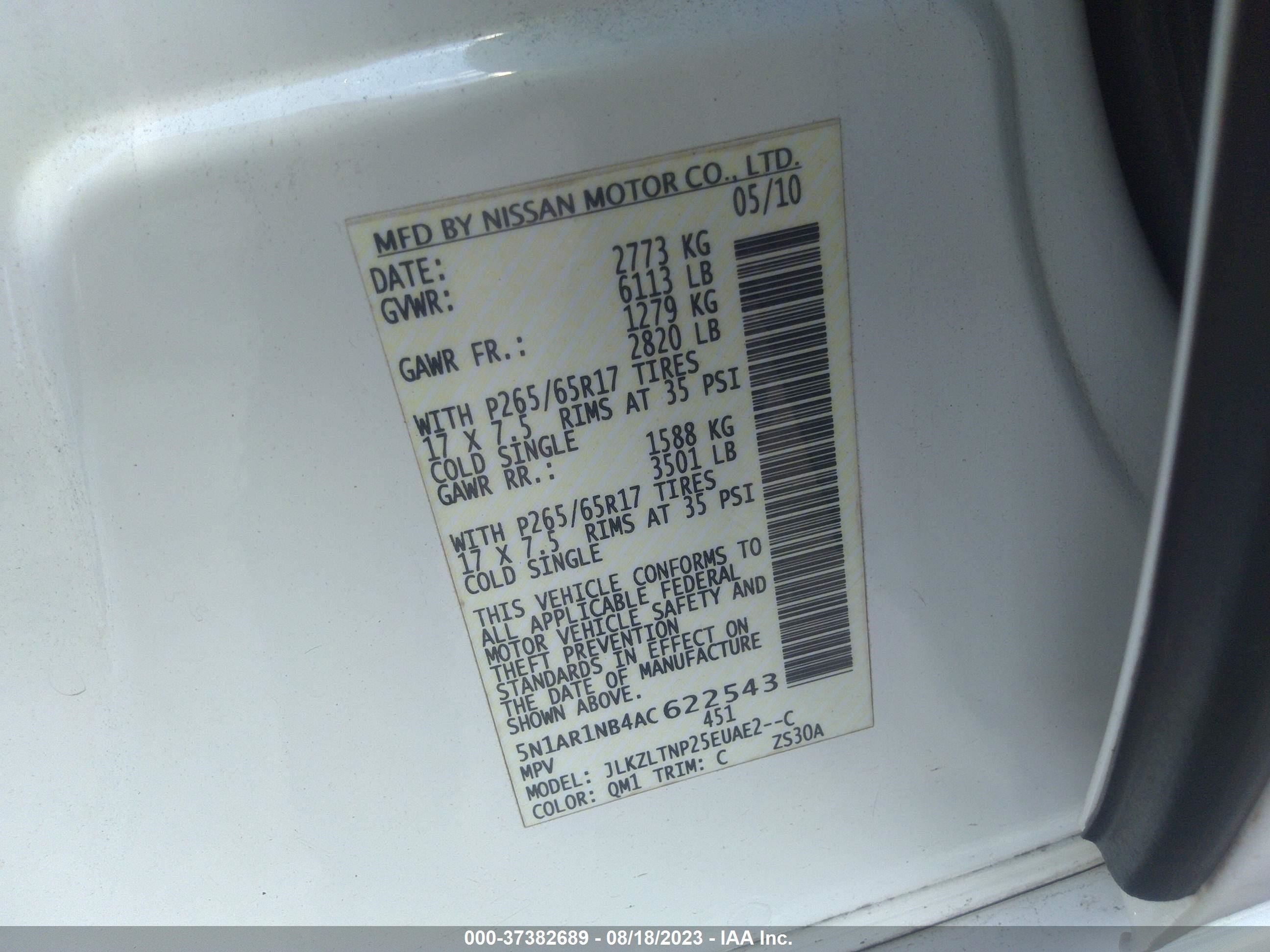 Photo 8 VIN: 5N1AR1NB4AC622543 - NISSAN PATHFINDER 