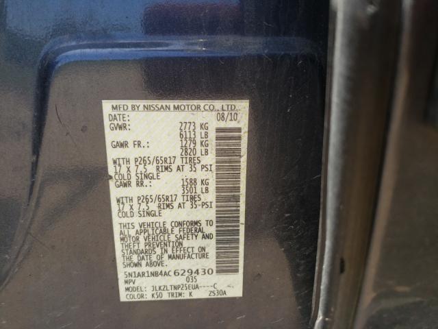 Photo 9 VIN: 5N1AR1NB4AC629430 - NISSAN PATHFINDER 