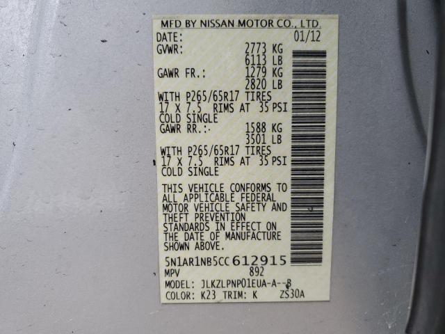 Photo 12 VIN: 5N1AR1NB5CC612915 - NISSAN PATHFINDER 