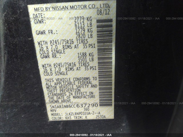 Photo 8 VIN: 5N1AR1NB6CC637290 - NISSAN PATHFINDER 