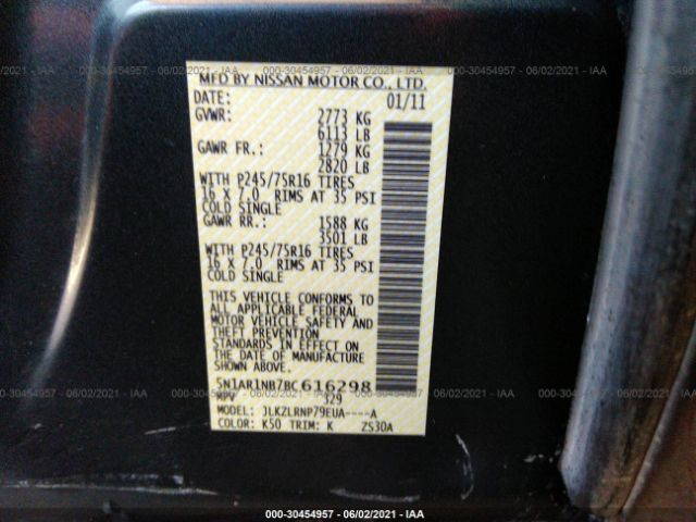 Photo 8 VIN: 5N1AR1NB7BC616298 - NISSAN PATHFINDER 