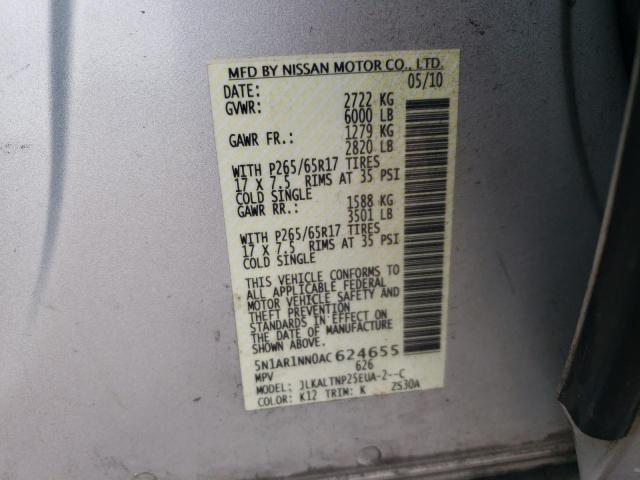 Photo 11 VIN: 5N1AR1NN0AC624655 - NISSAN PATHFINDER 