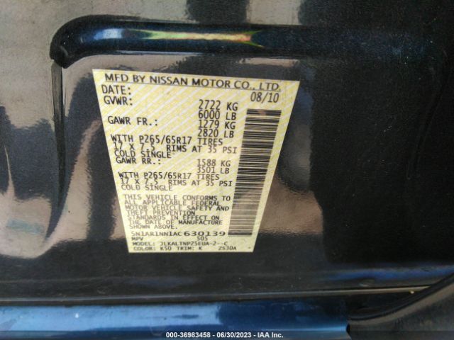 Photo 8 VIN: 5N1AR1NN1AC630139 - NISSAN PATHFINDER 