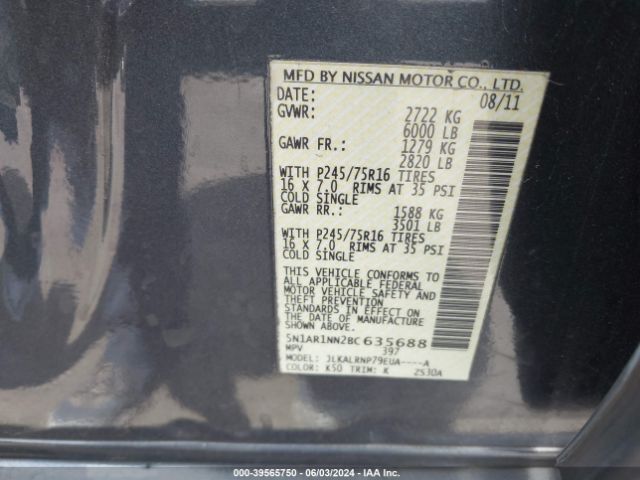 Photo 8 VIN: 5N1AR1NN2BC635688 - NISSAN PATHFINDER 