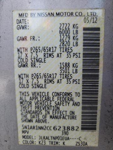 Photo 9 VIN: 5N1AR1NN2CC623882 - NISSAN PATHFINDER 