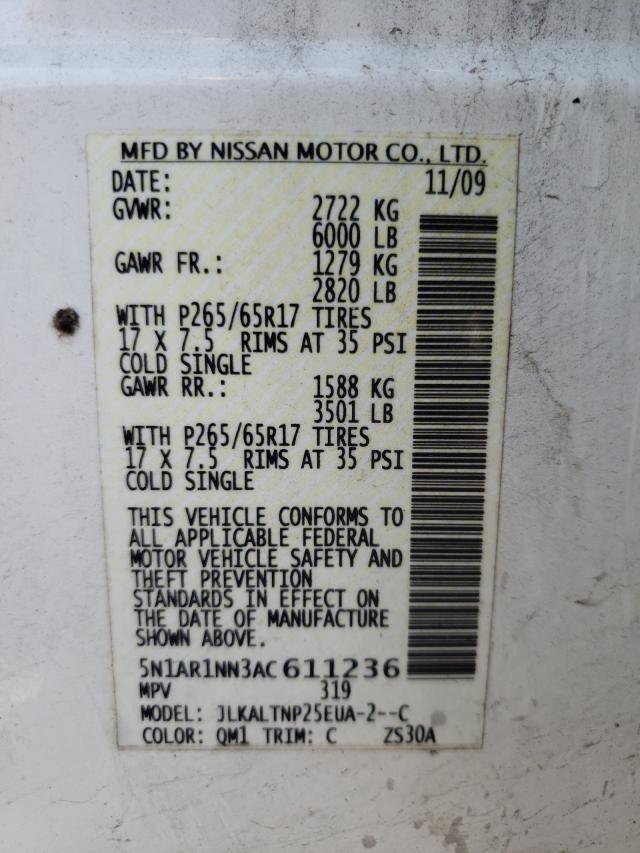 Photo 9 VIN: 5N1AR1NN3AC611236 - NISSAN PATHFINDER 