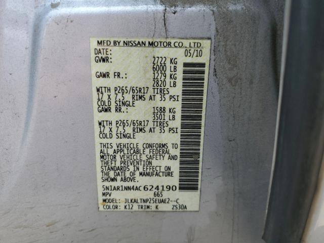 Photo 12 VIN: 5N1AR1NN4AC624190 - NISSAN PATHFINDER 