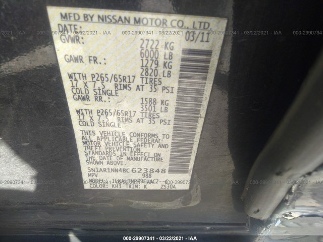 Photo 8 VIN: 5N1AR1NN4BC623848 - NISSAN PATHFINDER 