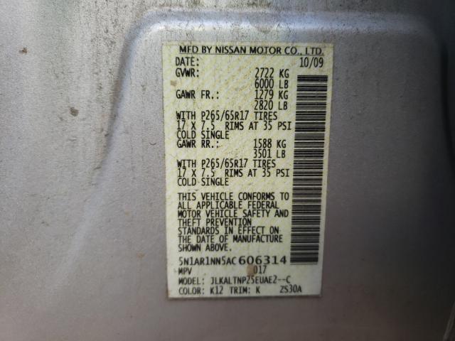 Photo 9 VIN: 5N1AR1NN5AC606314 - NISSAN PATHFINDER 