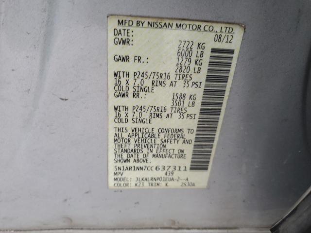 Photo 11 VIN: 5N1AR1NN7CC637311 - NISSAN PATHFINDER 