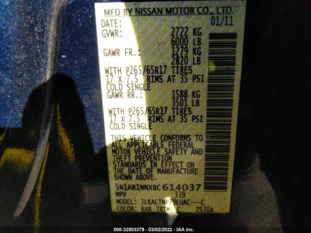 Photo 8 VIN: 5N1AR1NNXBC614037 - NISSAN PATHFINDER 