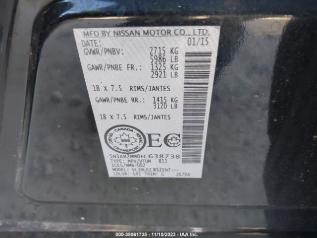 Photo 8 VIN: 5N1AR2MM0FC638738 - NISSAN PATHFINDER 