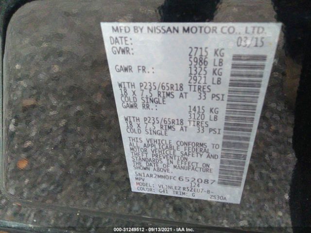 Photo 8 VIN: 5N1AR2MM0FC652087 - NISSAN PATHFINDER 