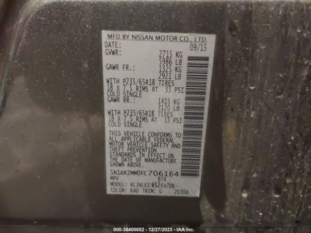 Photo 8 VIN: 5N1AR2MM0FC706164 - NISSAN PATHFINDER 