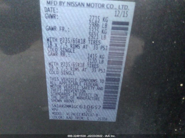 Photo 8 VIN: 5N1AR2MM1GC610657 - NISSAN PATHFINDER 