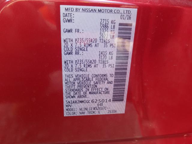 Photo 9 VIN: 5N1AR2MM1GC625014 - NISSAN PATHFINDER 