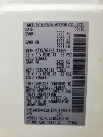 Photo 13 VIN: 5N1AR2MM1GC643903 - NISSAN PATHFINDER 