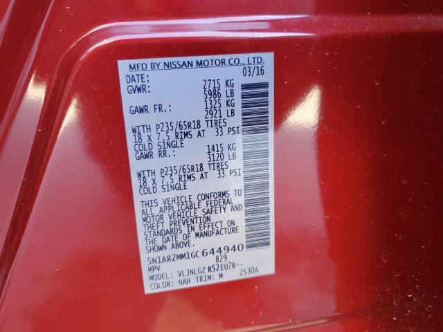 Photo 12 VIN: 5N1AR2MM1GC644940 - NISSAN PATHFINDER 