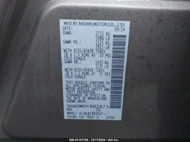 Photo 8 VIN: 5N1AR2MM2FC602873 - NISSAN PATHFINDER 