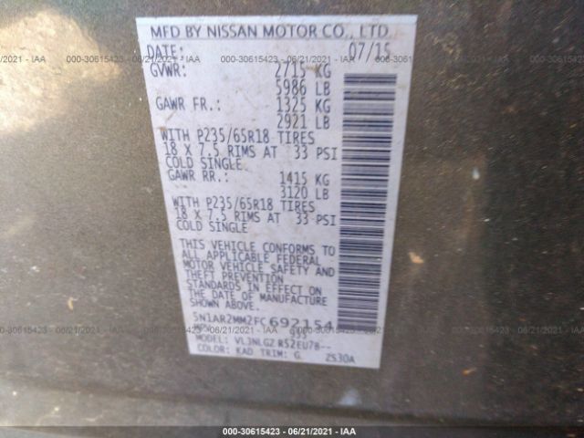 Photo 8 VIN: 5N1AR2MM2FC692154 - NISSAN PATHFINDER 