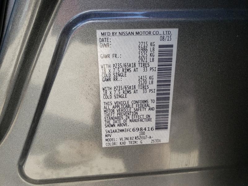 Photo 9 VIN: 5N1AR2MM3FC698416 - NISSAN PATHFINDER 