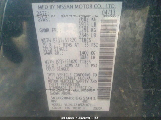 Photo 8 VIN: 5N1AR2MM4DC665941 - NISSAN PATHFINDER 