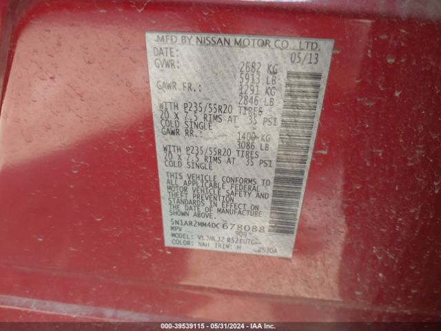 Photo 8 VIN: 5N1AR2MM4DC678088 - NISSAN PATHFINDER 