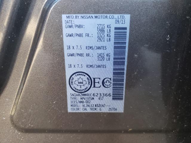 Photo 9 VIN: 5N1AR2MM4EC623366 - NISSAN PATHFINDER 