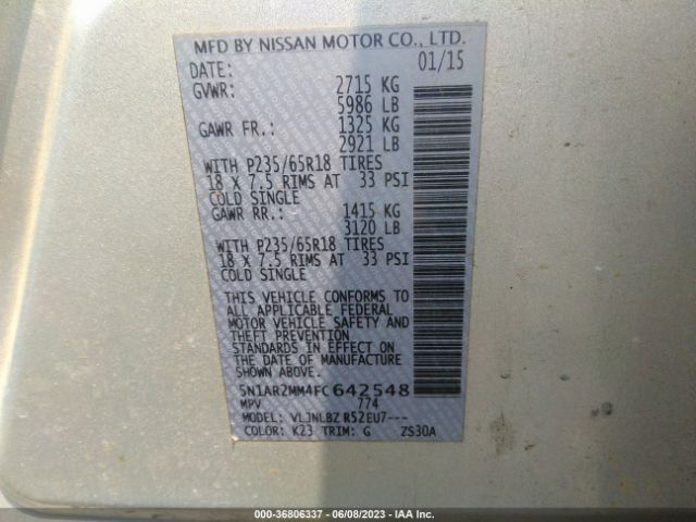 Photo 8 VIN: 5N1AR2MM4FC642548 - NISSAN PATHFINDER 