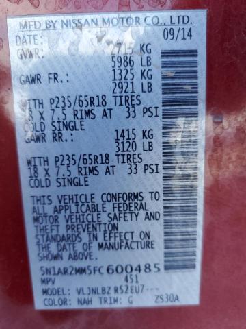 Photo 12 VIN: 5N1AR2MM5FC600485 - NISSAN PATHFINDER 