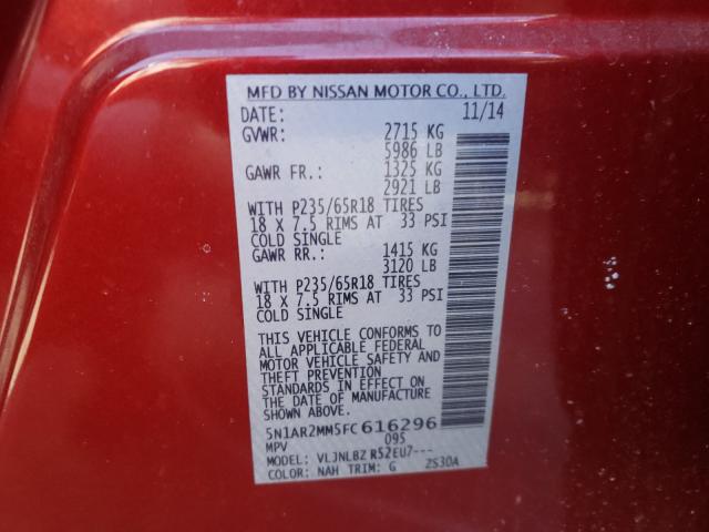 Photo 9 VIN: 5N1AR2MM5FC616296 - NISSAN PATHFINDER 