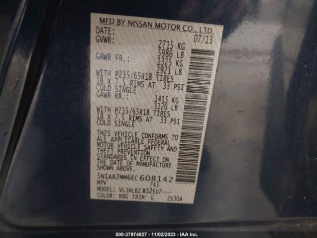 Photo 8 VIN: 5N1AR2MM6EC608142 - NISSAN PATHFINDER 