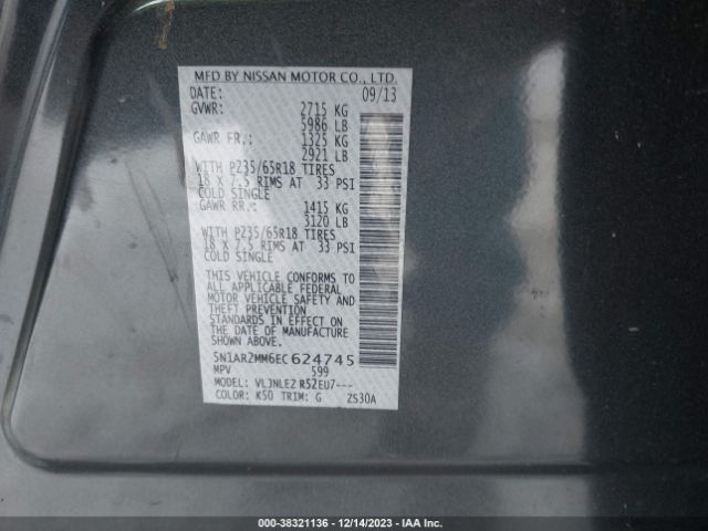 Photo 8 VIN: 5N1AR2MM6EC624745 - NISSAN PATHFINDER 