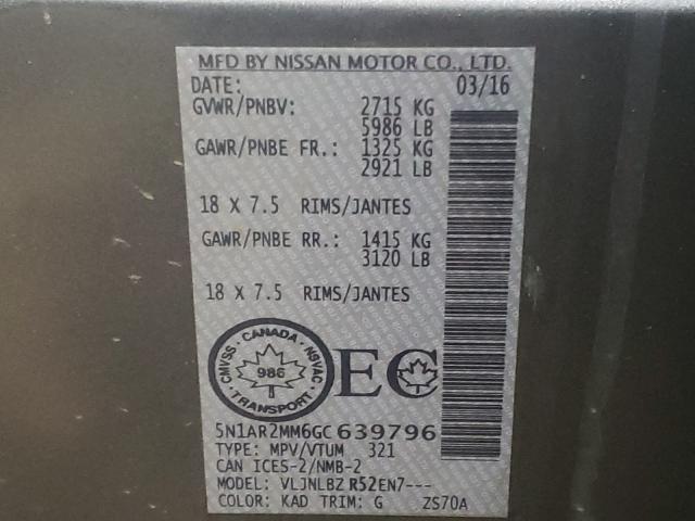 Photo 9 VIN: 5N1AR2MM6GC639796 - NISSAN PATHFINDER 