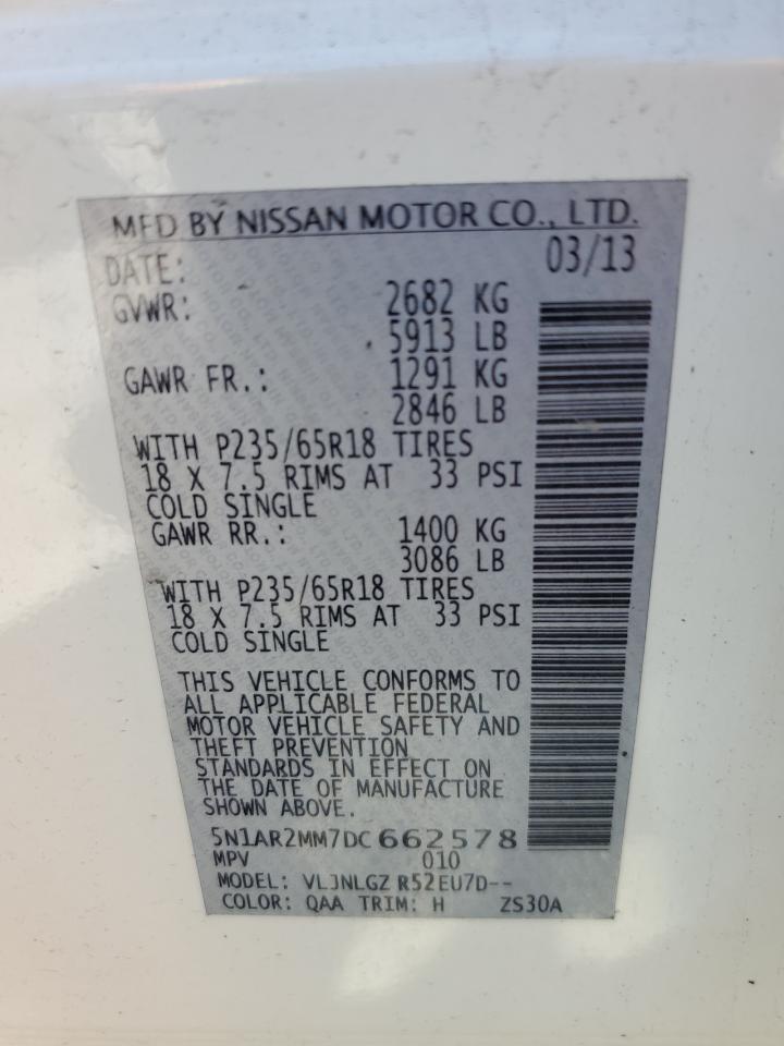 Photo 12 VIN: 5N1AR2MM7DC662578 - NISSAN PATHFINDER 