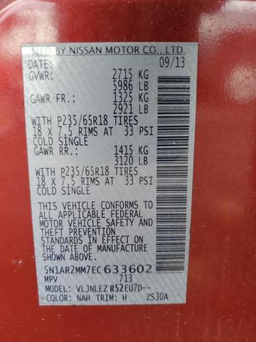 Photo 12 VIN: 5N1AR2MM7EC633602 - NISSAN PATHFINDER 