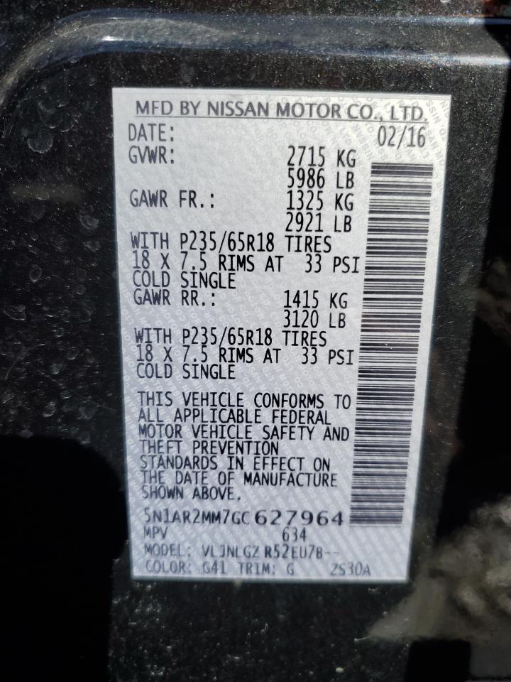 Photo 11 VIN: 5N1AR2MM7GC627964 - NISSAN PATHFINDER 