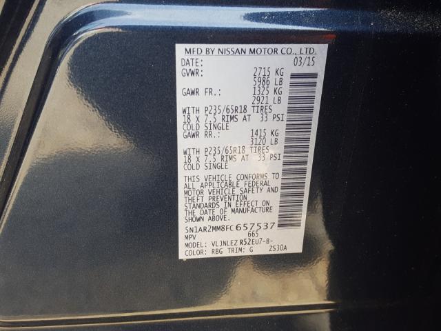 Photo 9 VIN: 5N1AR2MM8FC657537 - NISSAN PATHFINDER 